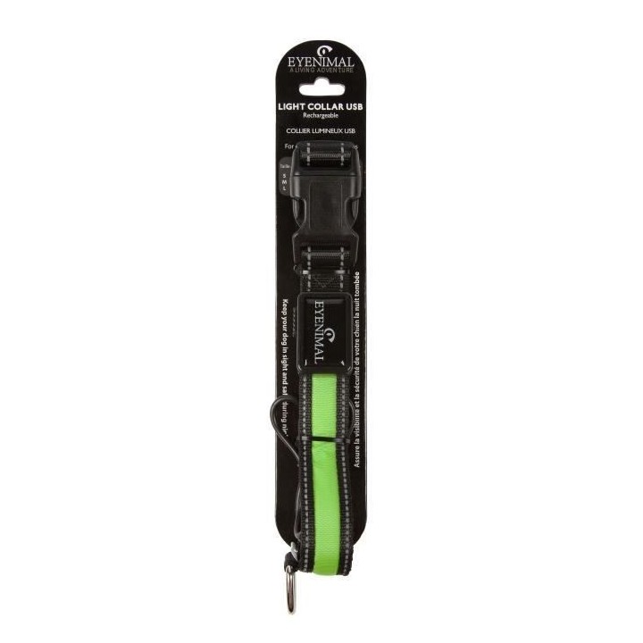 EYENIMAL Collier lumineux Light Collar USB rechargeable S - Vert - Pou