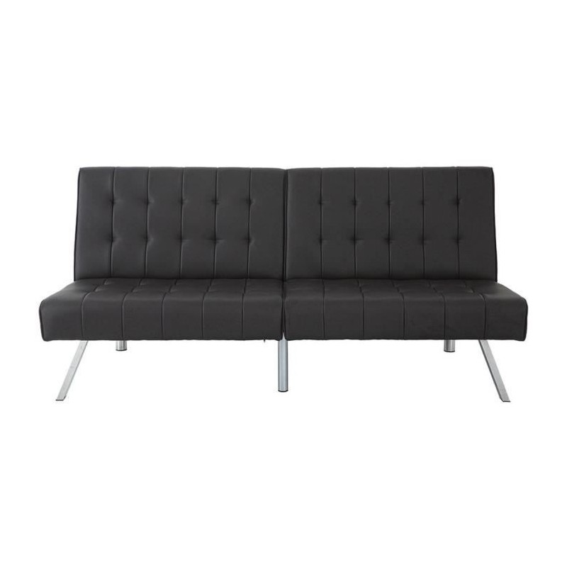 DANA Banquette convertible clic-clac 3 places - Simili Marron et pieds en métal - L 180 x P 87 x H 85 cm