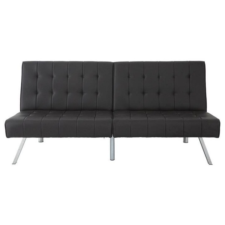 DANA Banquette convertible clic-clac 3 places - Simili Marron et pieds