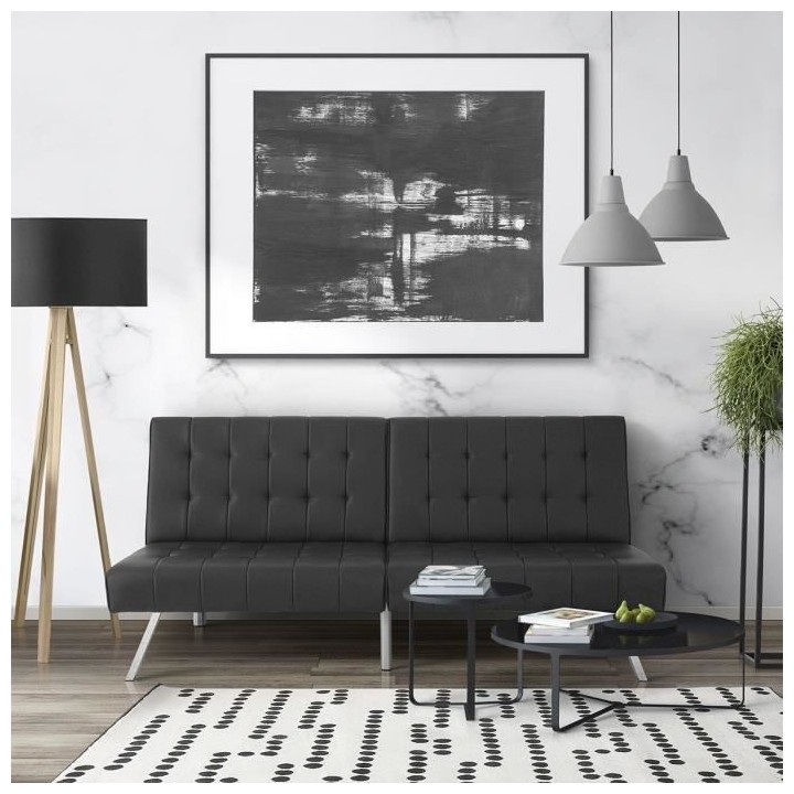 DANA Banquette convertible clic-clac 3 places - Simili Marron et pieds