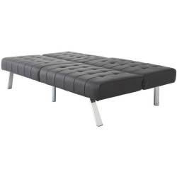 DANA Banquette convertible clic-clac 3 places - Simili Marron et pieds en métal - L 180 x P 87 x H 85 cm