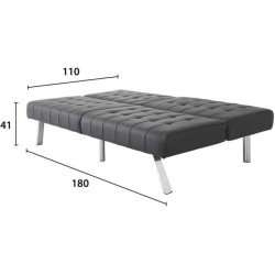 DANA Banquette convertible clic-clac 3 places - Simili Marron et pieds en métal - L 180 x P 87 x H 85 cm