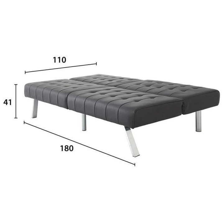 DANA Banquette convertible clic-clac 3 places - Simili Marron et pieds