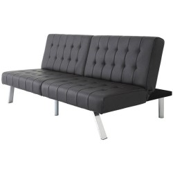 DANA Banquette convertible clic-clac 3 places - Simili Marron et pieds en métal - L 180 x P 87 x H 85 cm