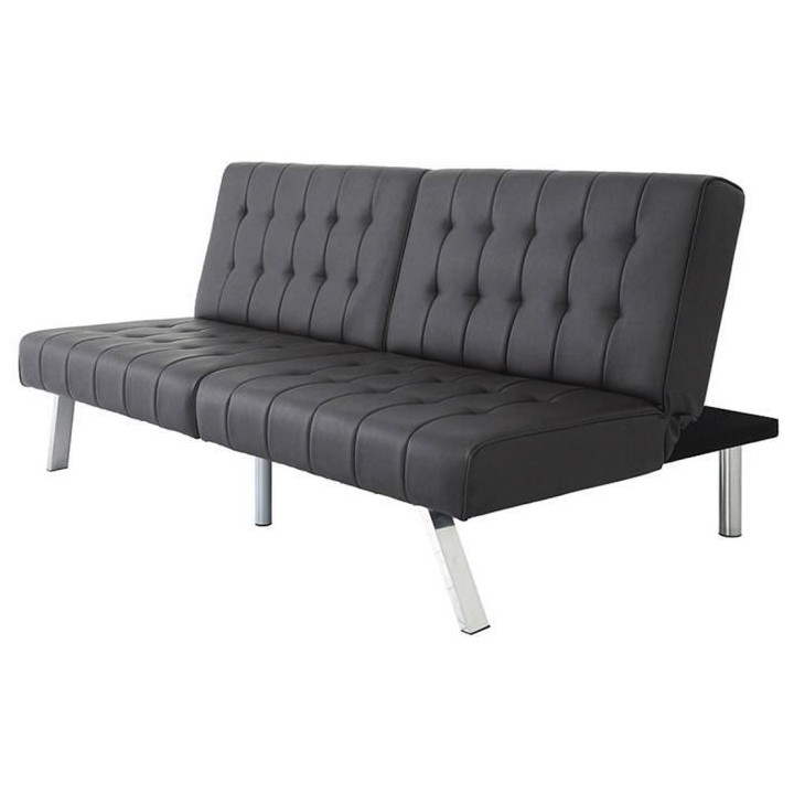 DANA Banquette convertible clic-clac 3 places - Simili Marron et pieds