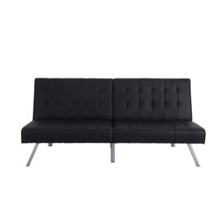 DANA Banquette convertible clic-clac 3 places - Simili noir et pieds m
