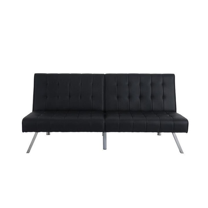 DANA Banquette convertible clic-clac 3 places - Simili noir et pieds m