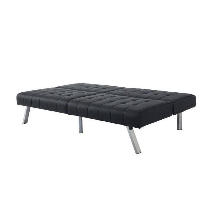 DANA Banquette convertible clic-clac 3 places - Simili noir et pieds m