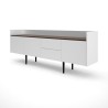 TVILUM Enfilade - Blanc & ton bois Noyer - Scandinave - 3 portes 2 tiroirs - UNIT - L 195,5 x P 40,5 x H 73,2 cm