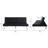 DANA Banquette convertible clic-clac 3 places - Simili noir et pieds métal - L 180 x P 87 x H 85 cm