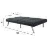 DANA Banquette convertible clic-clac 3 places - Simili noir et pieds métal - L 180 x P 87 x H 85 cm