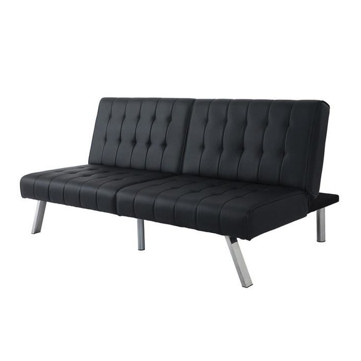 DANA Banquette convertible clic-clac 3 places - Simili noir et pieds m