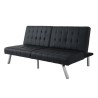 DANA Banquette convertible clic-clac 3 places - Simili noir et pieds métal - L 180 x P 87 x H 85 cm