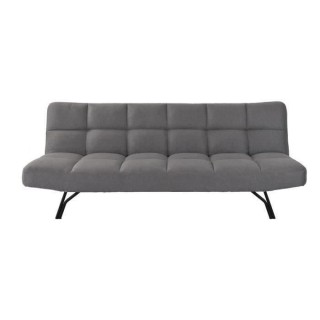 Banquette convertible clic-clac 3 places - Tissu gris clair et pieds e