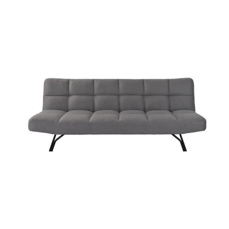 Banquette convertible clic-clac 3 places - Tissu gris clair et pieds en métal - L 191 x P 93 x H 77 cm - DASHA