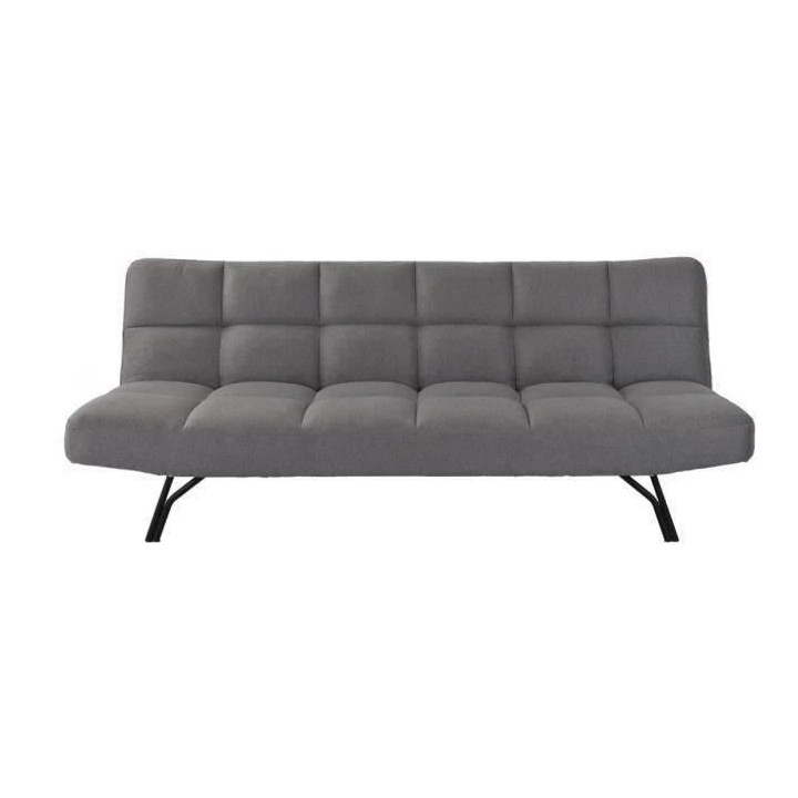 Banquette convertible clic-clac 3 places - Tissu gris clair et pieds e
