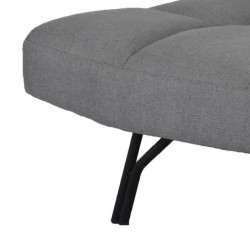 Banquette convertible clic-clac 3 places - Tissu gris clair et pieds en métal - L 191 x P 93 x H 77 cm - DASHA