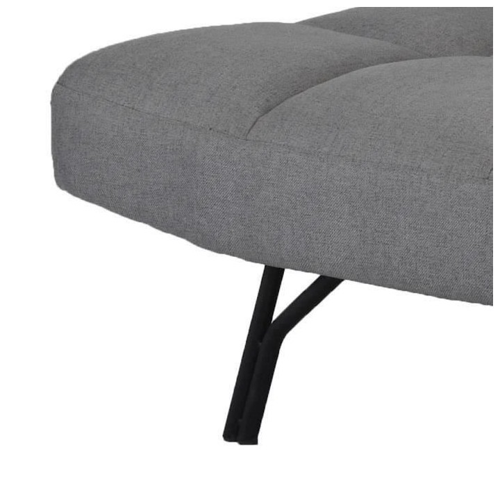 Banquette convertible clic-clac 3 places - Tissu gris clair et pieds e