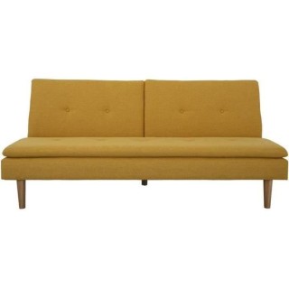 Banquette convertible 2 places en bois - Tissu Jaune - L 189 x P 105 x