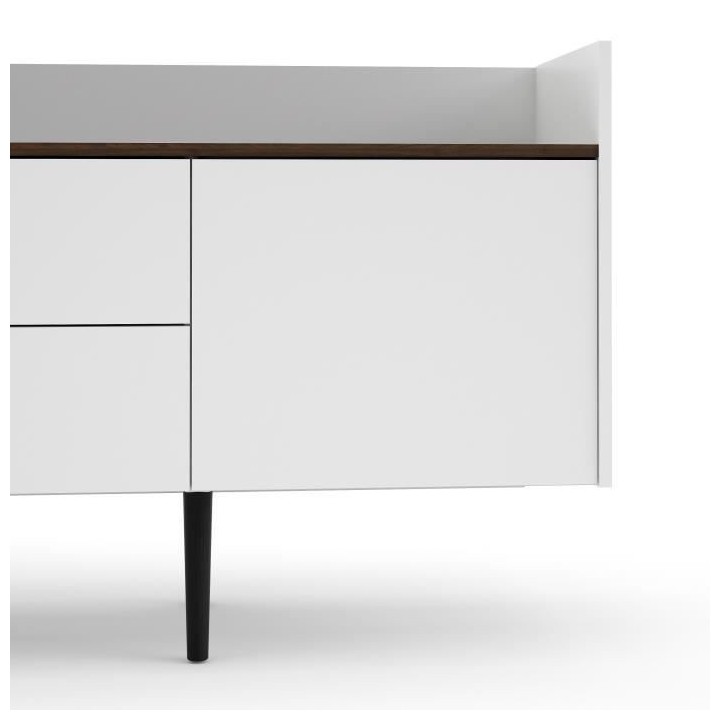 TVILUM Enfilade - Blanc & ton bois Noyer - Scandinave - 3 portes 2 tir