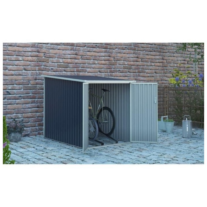 Abri pour 2 vélos en métal - 2,81 m² - Gris anthracite