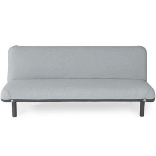 LEONA Banquette convertible clic-clac 3 places - Velours gris clair et