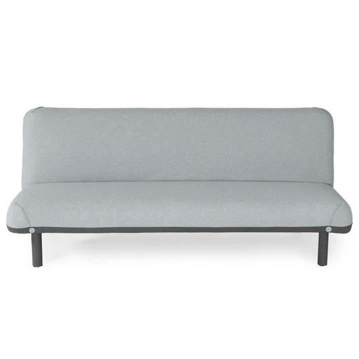 LEONA Banquette convertible clic-clac 3 places - Velours gris clair et