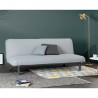 LEONA Banquette convertible clic-clac 3 places - Velours gris clair et pieds en métal - L 185,5 x P 92,5 x H 78,5 cm