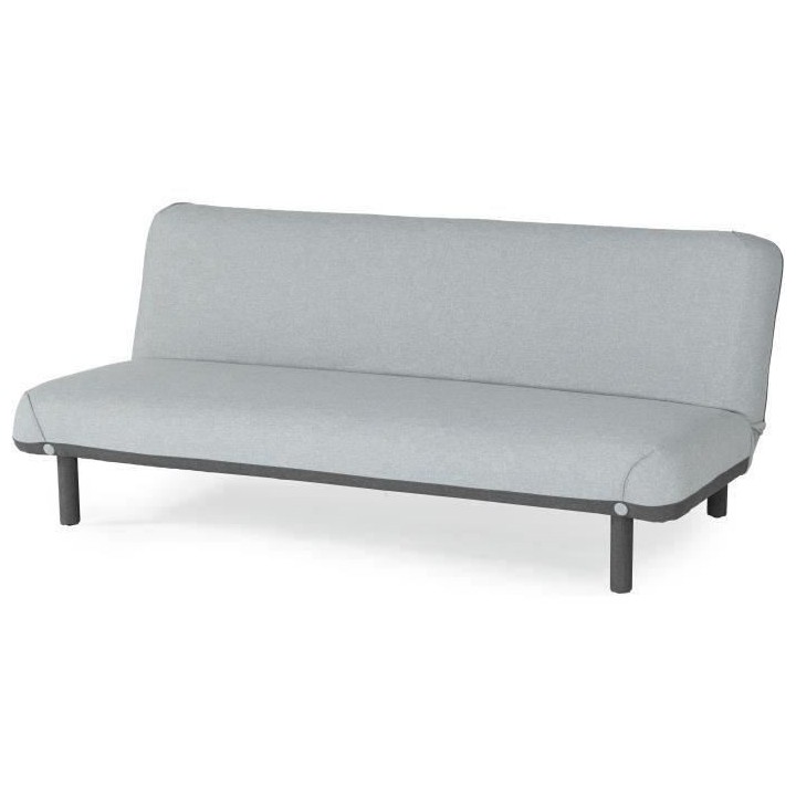 LEONA Banquette convertible clic-clac 3 places - Velours gris clair et