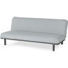 LEONA Banquette convertible clic-clac 3 places - Velours gris clair et pieds en métal - L 185,5 x P 92,5 x H 78,5 cm