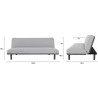 LEONA Banquette convertible clic-clac 3 places - Velours gris clair et pieds en métal - L 185,5 x P 92,5 x H 78,5 cm