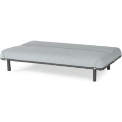 LEONA Banquette convertible clic-clac 3 places - Velours gris clair et pieds en métal - L 185,5 x P 92,5 x H 78,5 cm