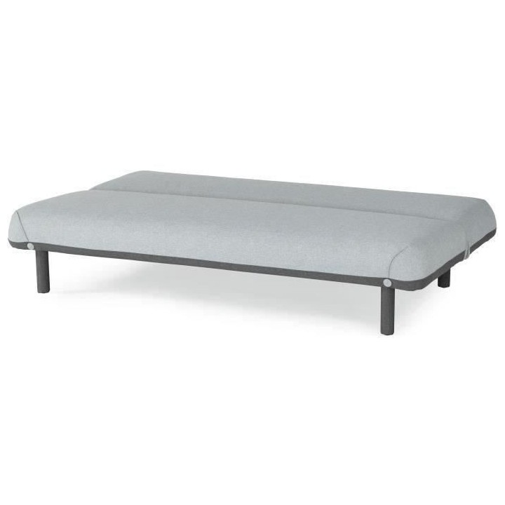 LEONA Banquette convertible clic-clac 3 places - Velours gris clair et