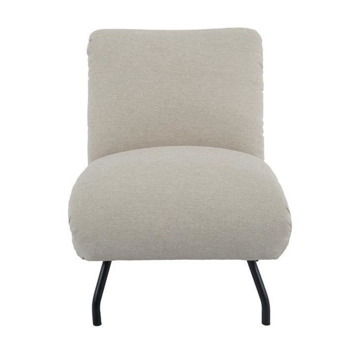 MAEL Fauteuil - Tissu gris clair et pieds en métal - L 63,5 x P 86 x