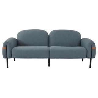Canapé fixe 3 places - Tissu bleu clair et pieds en métal - L 202 x