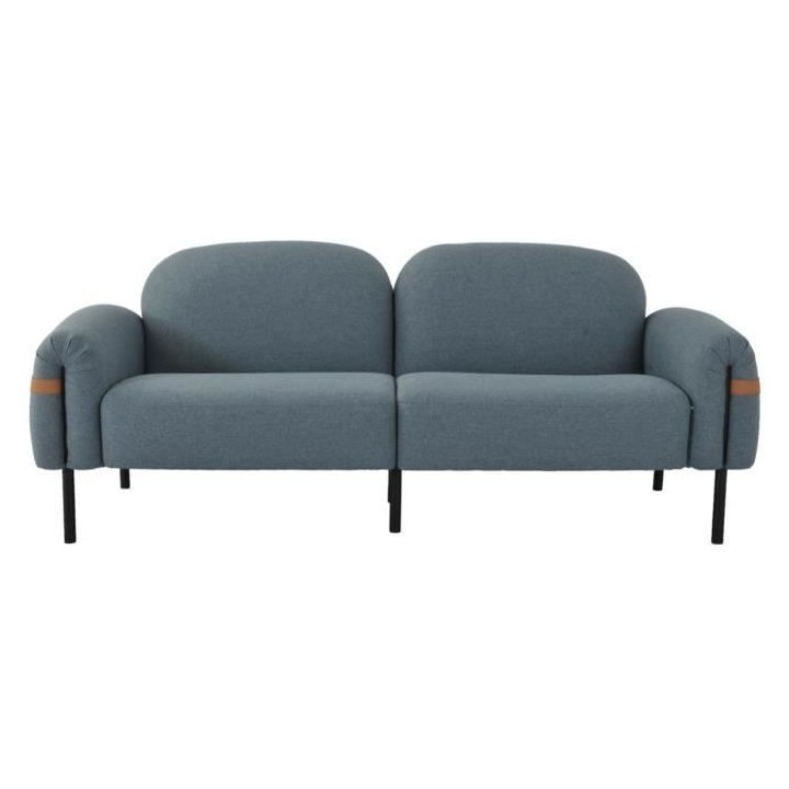 Canapé fixe 3 places - Tissu bleu clair et pieds en métal - L 202 x