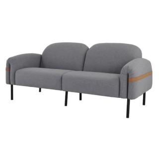 Canapé fixe 3 places - Tissu gris et pieds en métal - Contemporain -