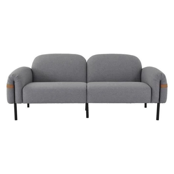Canapé fixe 3 places - Tissu gris et pieds en métal - Contemporain -
