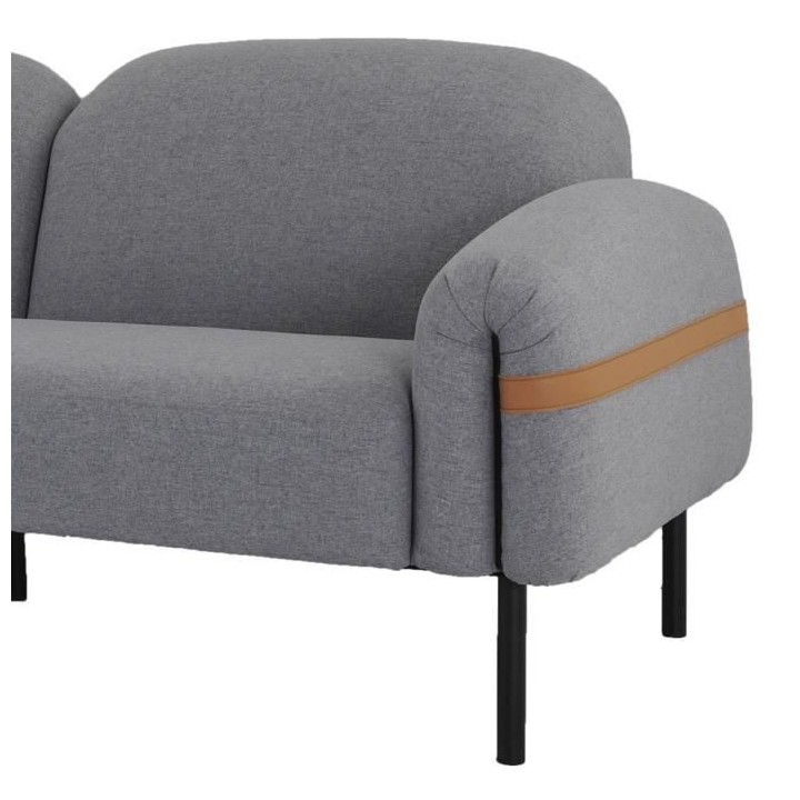 Canapé fixe 3 places - Tissu gris et pieds en métal - Contemporain -