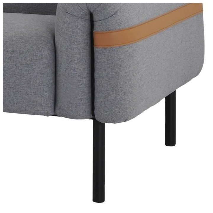 Canapé fixe 3 places - Tissu gris et pieds en métal - Contemporain -