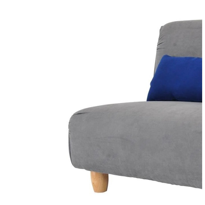 Canapé fixe 2 places - Tissu gris et pieds en bois - MELINA - L 122 x