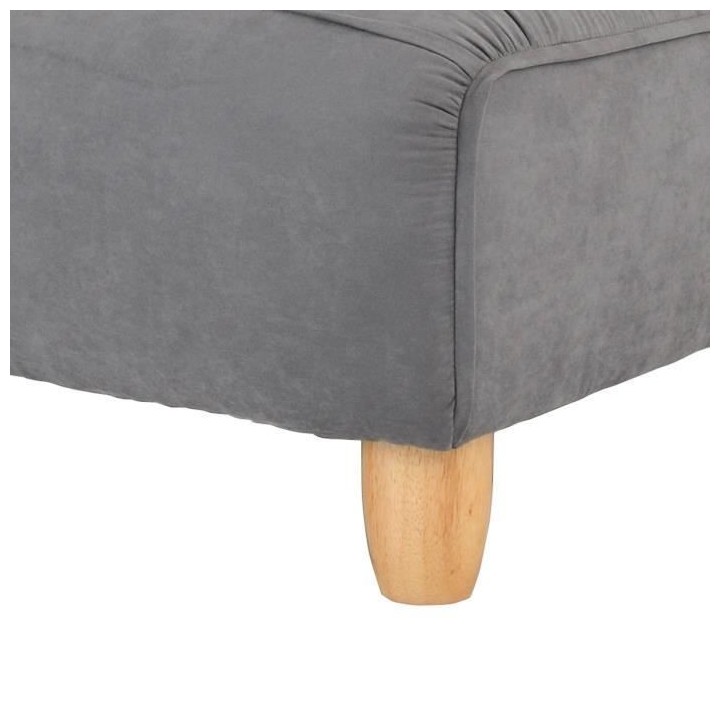Canapé fixe 2 places - Tissu gris et pieds en bois - MELINA - L 122 x