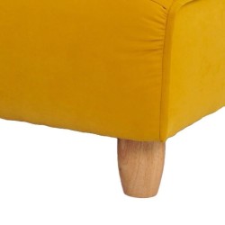 MELINA Canapé fixe 2 places - Tissu jaune moutarde et pieds en bois - L 122 x P 86,5 x H 78,5 cm