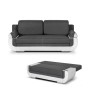 Banquette convertible avec le coffre - Tissu gris et simili blanc - L204 x P90 x H89cm - NINA