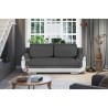 Banquette convertible avec le coffre - Tissu gris et simili blanc - L204 x P90 x H89cm - NINA