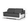 Banquette convertible avec le coffre - Tissu gris et simili blanc - L204 x P90 x H89cm - NINA