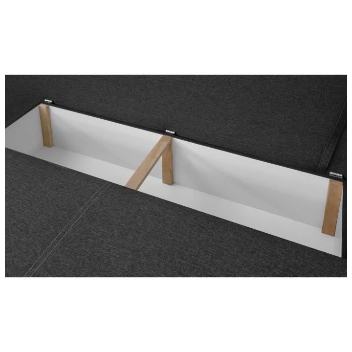Banquette convertible avec le coffre - Tissu gris et simili blanc - L2