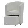 NUNO Fauteuil cabriolet + pouf en simili blanc - L 59 x P 63 x H 77 cm