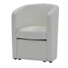 NUNO Fauteuil cabriolet + pouf en simili blanc - L 59 x P 63 x H 77 cm