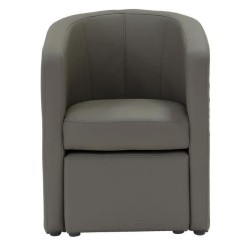 NUNO Fauteuil cabriolet + pouf en simili taupe - L 59 x P 63 x H 77 cm